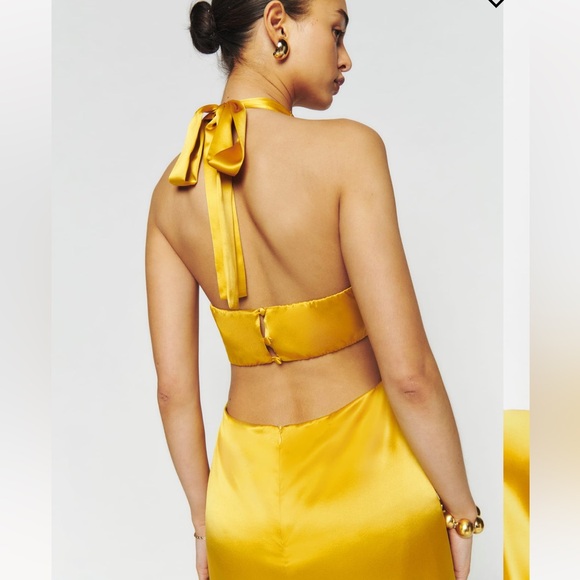 Reformation Nerida silk dress turmeric - Picture 11 of 12